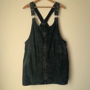 Black denim overall dress